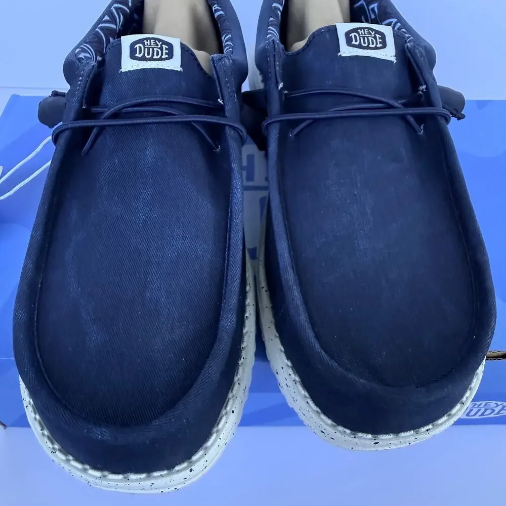 Hey Dude Wally Stretch Canvas Navy Mens 7 Slip-On NIB/NWT